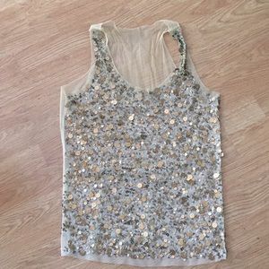 Charlotte Russe Sequined sheer cami M